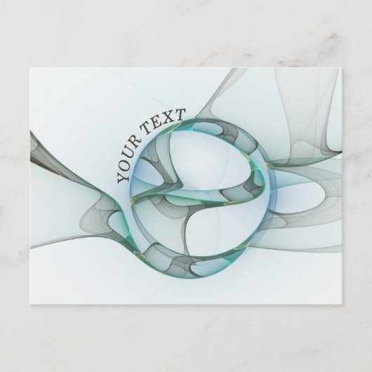 Moderne Abstracte Fractal Blue Turquoise Grey Text Briefkaart (Voorkant)