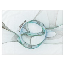 Moderne Abstracte Fractal Blue Turquoise Grey Text