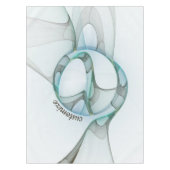 Moderne Abstracte Fractal Blue Turquoise Grey Text Tafelkleed (Voorkant)