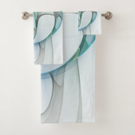 Moderne Abstracte Fractale Kunst Blauw Turkoois Gr Bad Handdoek