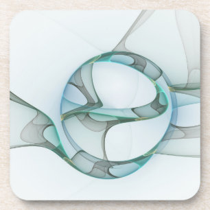 Moderne Abstracte Fractale Kunst Blauw Turkoois Gr Bier Onderzetter