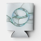 Moderne Abstracte Fractale Kunst Blauw Turkoois Gr Blikjeskoeler (Voorkant)