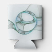 Moderne Abstracte Fractale Kunst Blauw Turkoois Gr Blikjeskoeler (Achterkant)