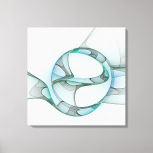 Moderne Abstracte Fractale Kunst Blauw Turkoois Gr Canvas Afdruk