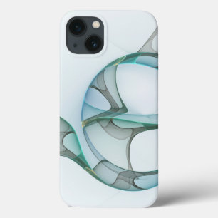 Moderne Abstracte Fractale Kunst Blauw Turkoois Gr iPhone 13 Hoesje
