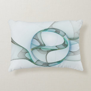Moderne Abstracte Fractale Kunst Blauw Turkoois Gr Decoratief Kussen
