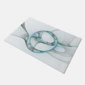 Moderne Abstracte Fractale Kunst Blauw Turkoois Gr Deurmat (Schuin)