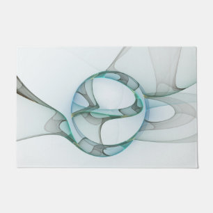 Moderne Abstracte Fractale Kunst Blauw Turkoois Gr Deurmat