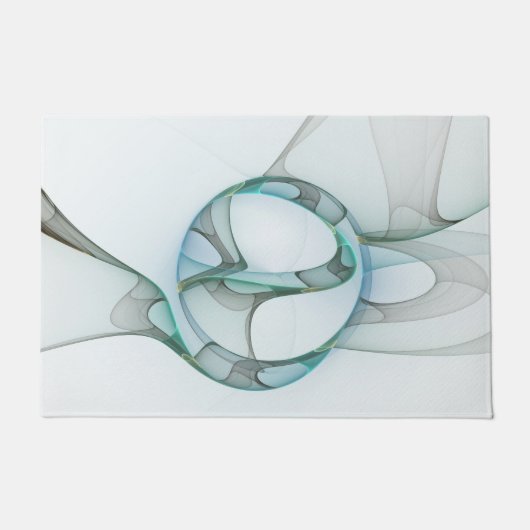Moderne Abstracte Fractale Kunst Blauw Turkoois Gr Deurmat (Voorkant)