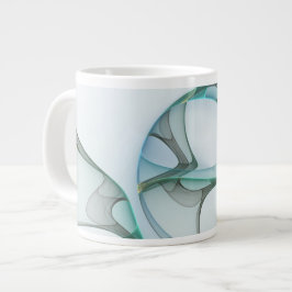 Moderne Abstracte Fractale Kunst Blauw Turkoois Gr Grote Koffiekop