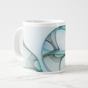 Moderne Abstracte Fractale Kunst Blauw Turkoois Gr Grote Koffiekop