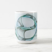 Moderne Abstracte Fractale Kunst Blauw Turkoois Gr Koffiemok (Center)