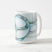 Moderne Abstracte Fractale Kunst Blauw Turkoois Gr Koffiemok (Voorkant rechts)