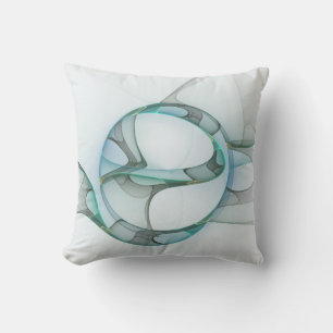 Moderne Abstracte Fractale Kunst Blauw Turkoois Gr Kussen