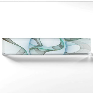 Moderne Abstracte Fractale Kunst Blauw Turkoois Gr Naambordje