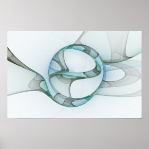 Moderne Abstracte Fractale Kunst Blauw Turkoois Gr Poster