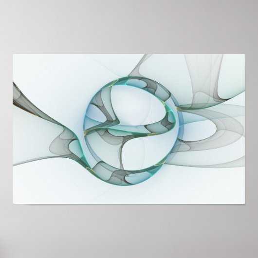 Moderne Abstracte Fractale Kunst Blauw Turkoois Gr Poster (Voorkant)