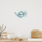 Moderne Abstracte Fractale Kunst Blauw Turkoois Gr Poster (Keuken)