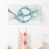 Moderne Abstracte Fractale Kunst Blauw Turkoois Gr Spandoek (Insitu)