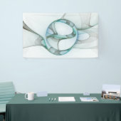 Moderne Abstracte Fractale Kunst Blauw Turkoois Gr Spandoek (Beurs)