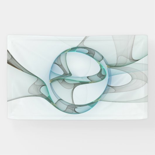 Moderne Abstracte Fractale Kunst Blauw Turkoois Gr Spandoek (Horizontaal)