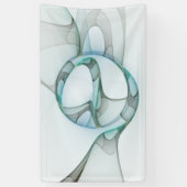 Moderne Abstracte Fractale Kunst Blauw Turkoois Gr Spandoek (Verticaal)