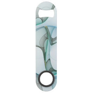 Moderne Abstracte Fractale Kunst Blauw Turkoois Gr Speed Flessenopener