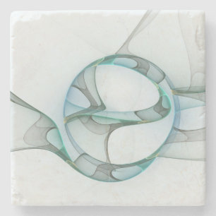 Moderne Abstracte Fractale Kunst Blauw Turkoois Gr Stenen Onderzetter