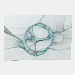 Moderne Abstracte Fractale Kunst Blauw Turkoois Gr Theedoek
