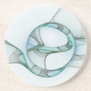 Moderne abstracte fractale kunst blauw turkoois gr zandsteen onderzetter