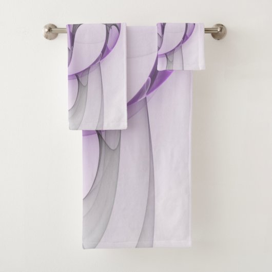 Moderne Abstracte Fractale Kunst Lavendelgrijs Bad Handdoek (Insitu)