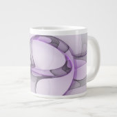 Moderne Abstracte Fractale Kunst Lavendelgrijs Grote Koffiekop (Voorkant rechts)