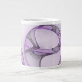 Moderne Abstracte Fractale Kunst Lavendelgrijs Grote Koffiekop (Voorkant)