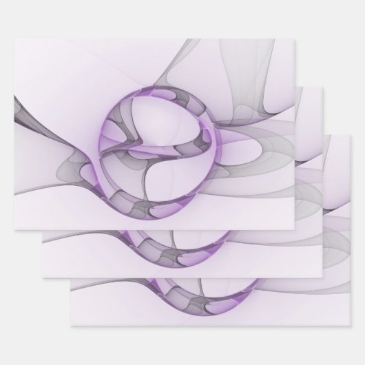 Moderne Abstracte Fractale Kunst Lavendelgrijs Inpakpapier Vel (Set)