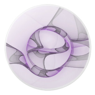Moderne Abstracte Fractale Kunst Lavendelgrijs Keramische Knop