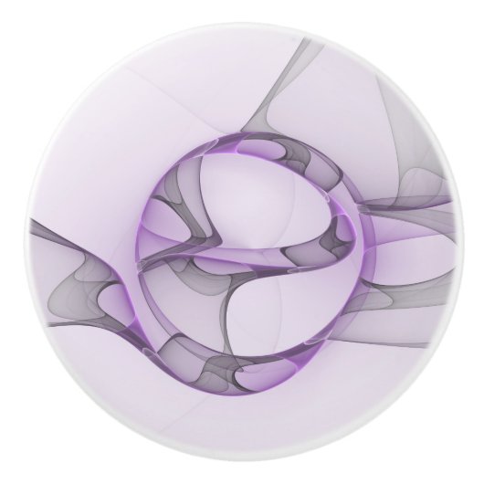 Moderne Abstracte Fractale Kunst Lavendelgrijs Keramische Knop (Voorkant)