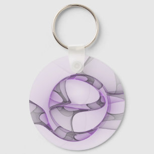 Moderne Abstracte Fractale Kunst Lavendelgrijs Sleutelhanger