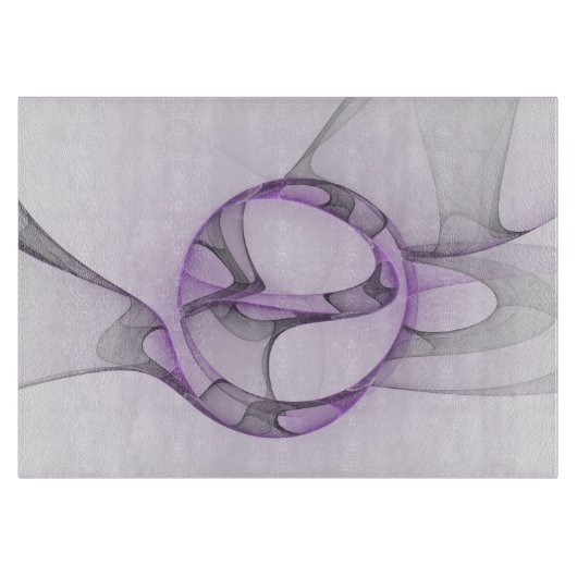 Moderne Abstracte Fractale Kunst Lavendelgrijs Snijplank (Voorkant)