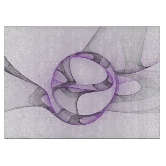 Moderne Abstracte Fractale Kunst Lavendelgrijs Snijplank (Voorkant)