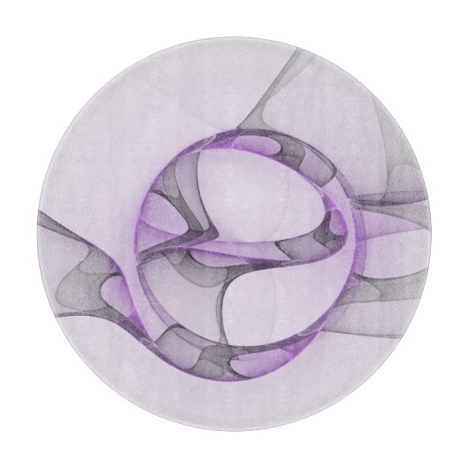Moderne Abstracte Fractale Kunst Lavendelgrijs Snijplank (Voorkant)