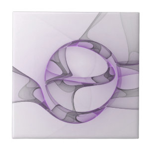 Moderne Abstracte Fractale Kunst Lavendelgrijs Tegeltje