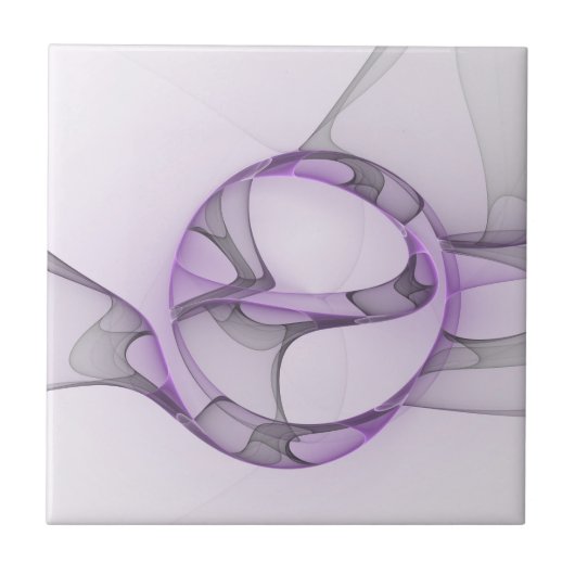 Moderne Abstracte Fractale Kunst Lavendelgrijs Tegeltje (Voorkant)
