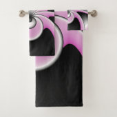 Moderne Abstracte fractale Kunst roze grijze zwart Bad Handdoek (Insitu)