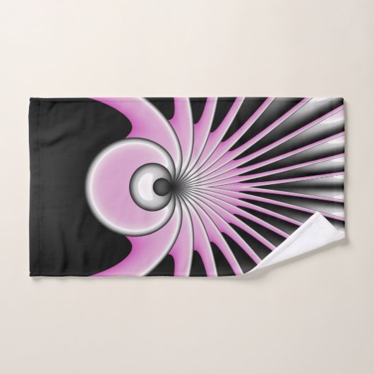 Moderne Abstracte fractale Kunst roze grijze zwart Bad Handdoek (Handdoek)