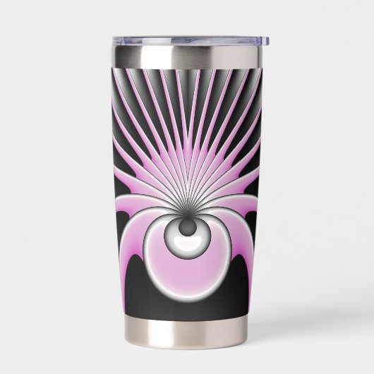Moderne Abstracte fractale Kunst roze grijze zwart Geïsoleerde Drinkbeker (Links)