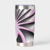 Moderne Abstracte fractale Kunst roze grijze zwart Geïsoleerde Drinkbeker (Achterkant)