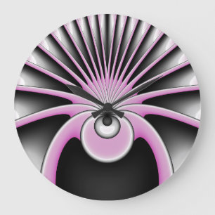 Moderne Abstracte fractale Kunst roze grijze zwart Grote Klok