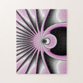 Moderne Abstracte fractale Kunst roze grijze zwart Legpuzzel (Verticaal)