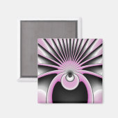 Moderne Abstracte fractale Kunst roze grijze zwart Magneet (Voorkant / Achterkant)