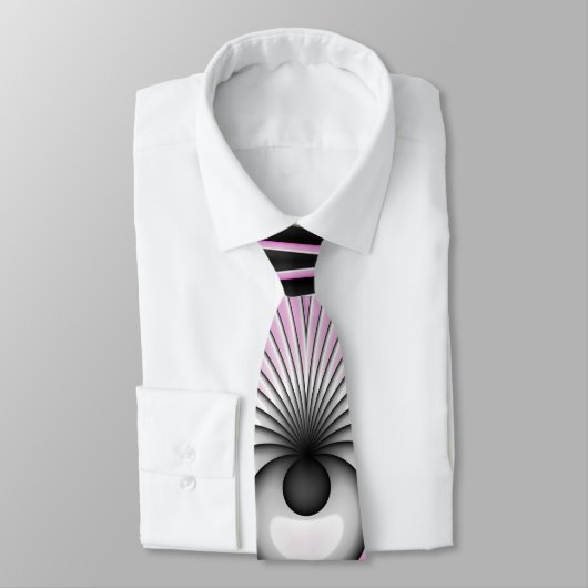 Moderne Abstracte fractale Kunst roze grijze zwart Stropdas (Gebonden)